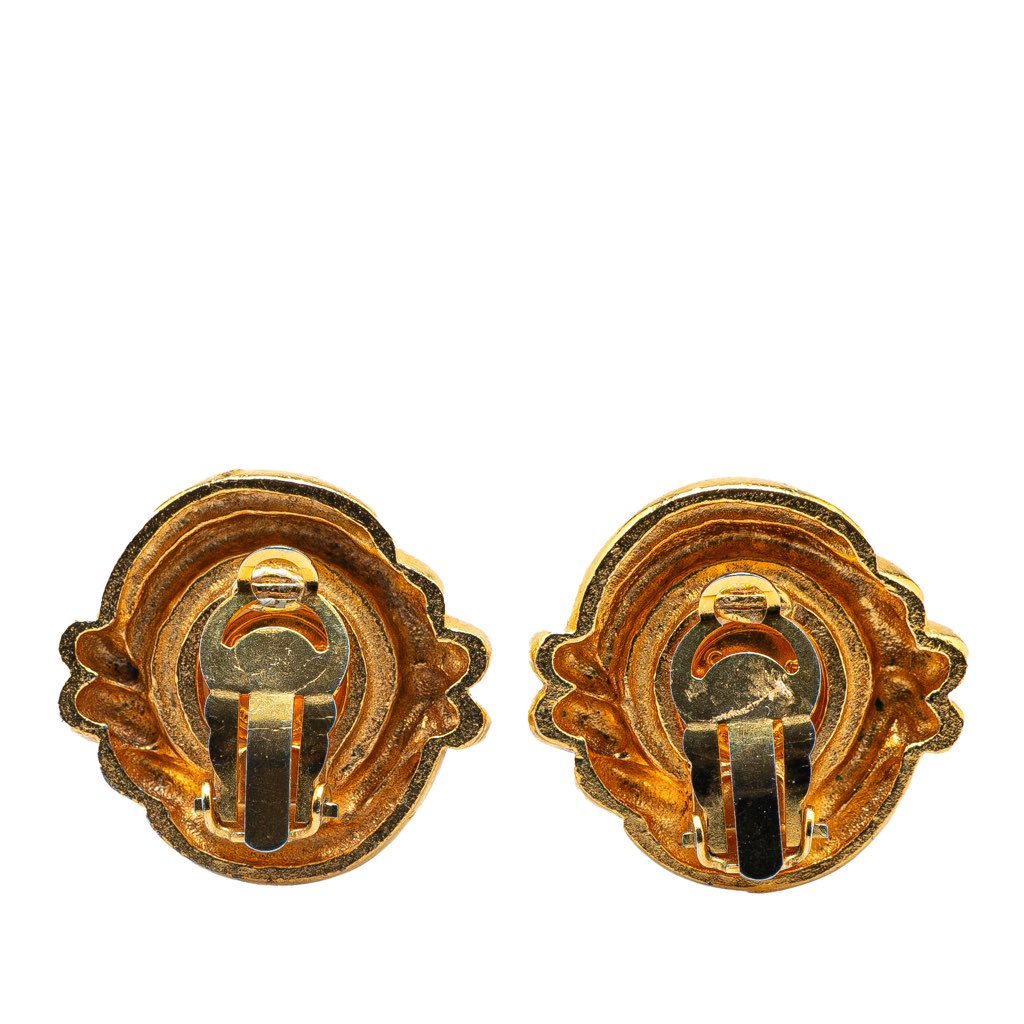Chanel Gold Plated Faux Pearl Round Clip on Earrings - 2