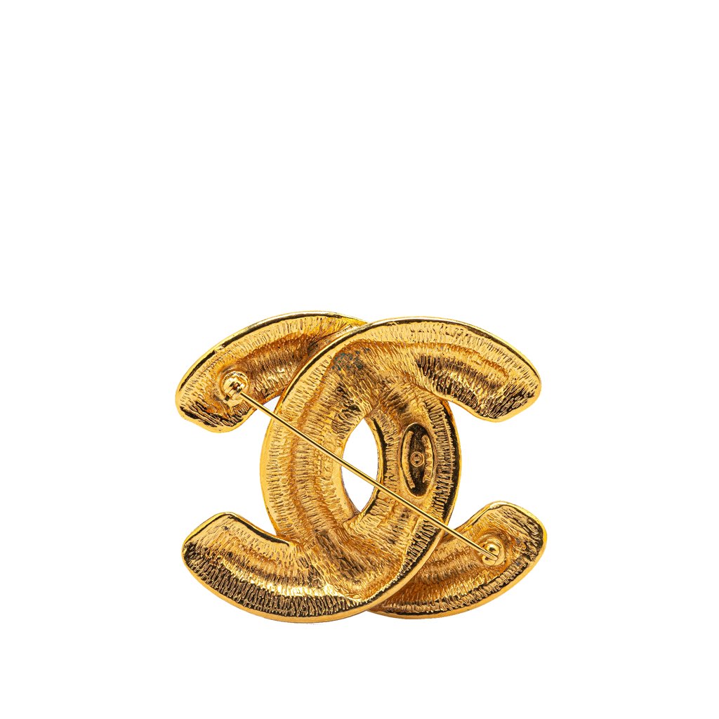 Chanel Gold Plated CC Quilted Brooch - 2