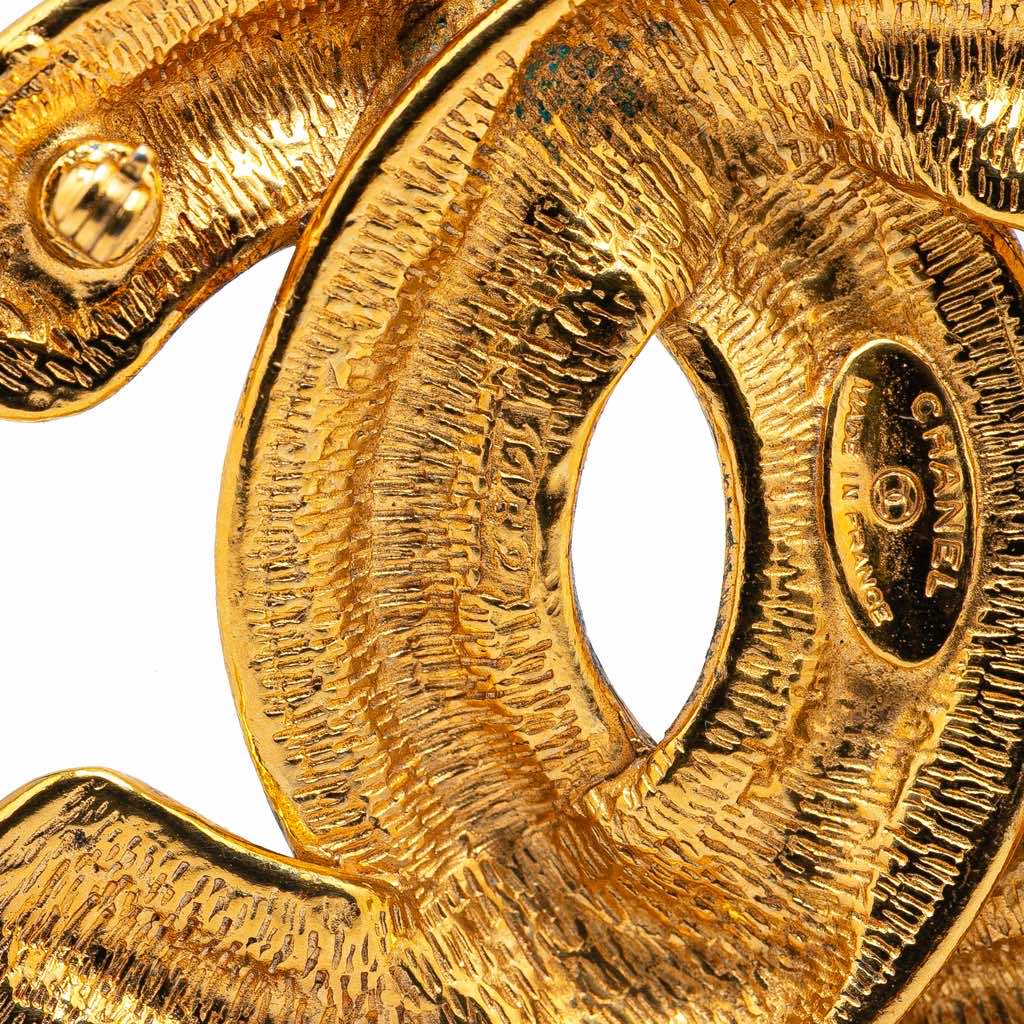 Chanel Gold Plated CC Quilted Brooch - 4