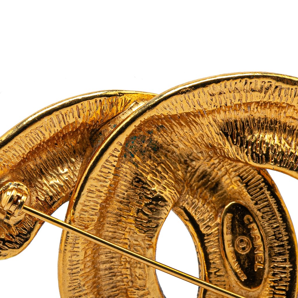 Chanel Gold Plated CC Quilted Brooch - 5