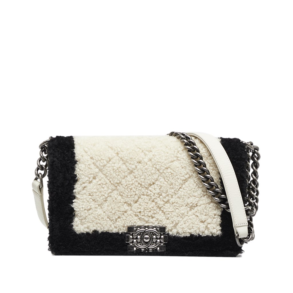 Chanel Old Medium Bicolor Shearling Boy Flap - 2