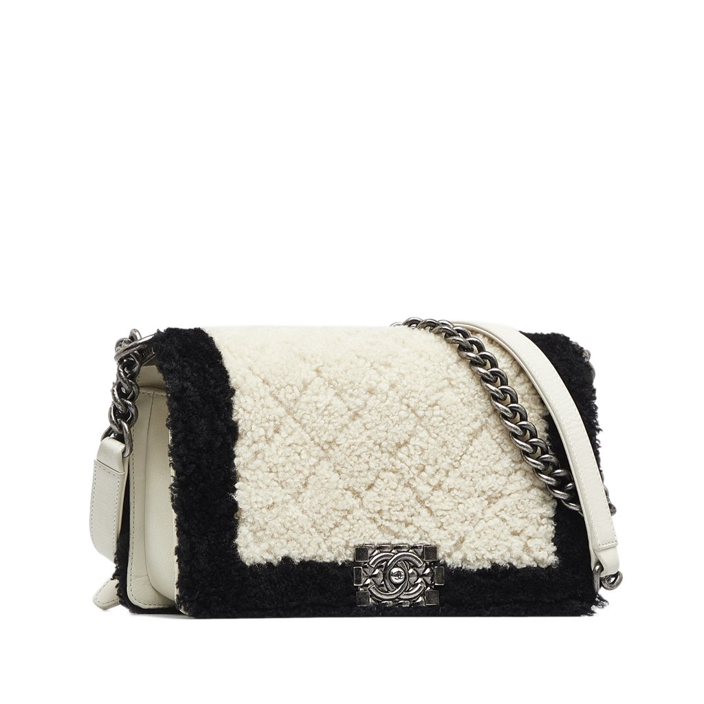 Chanel Old Medium Bicolor Shearling Boy Flap - 3