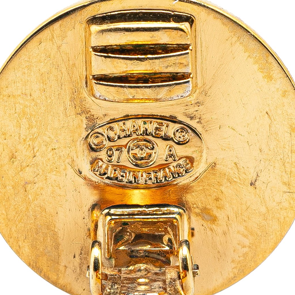 Chanel Gold Plated CC Turnlock Round Clip On Earrings - 3