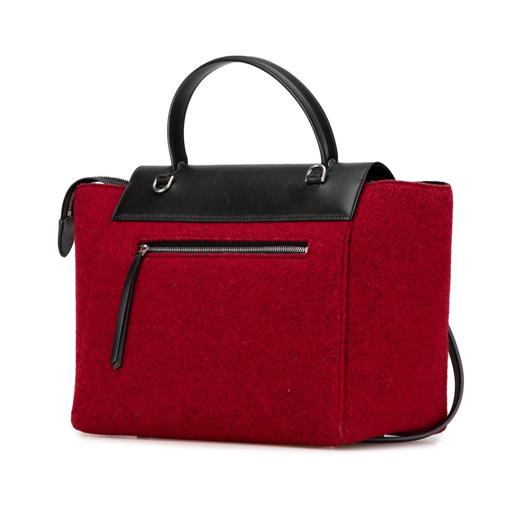 Celine Mini Felt and Calfskin Belt Satchel - 2