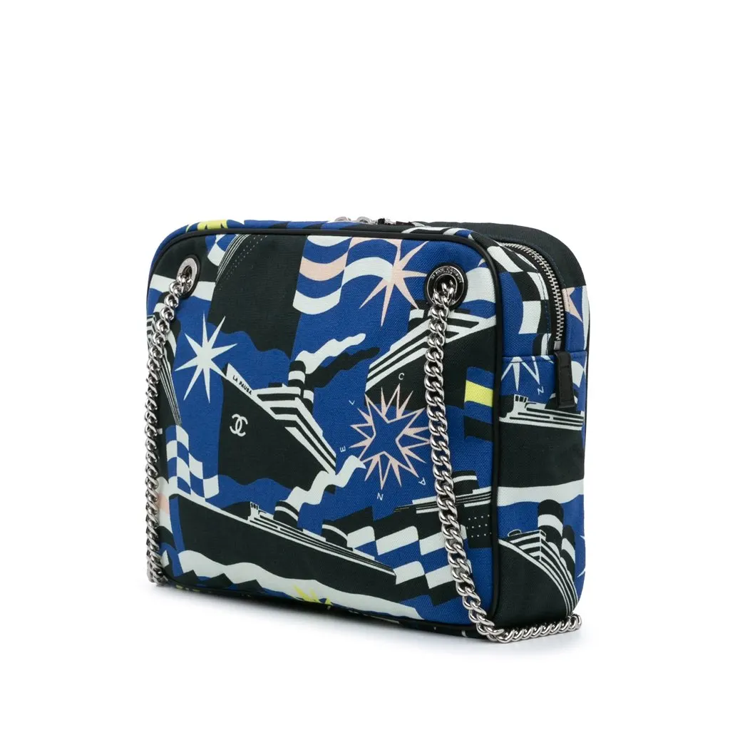 Chanel Small Canvas La Pausa Bay Camera Bag Blue Canvas Good - Back View