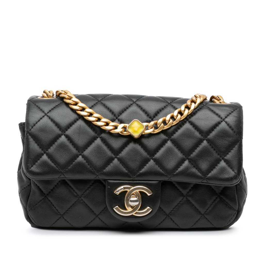 Chanel Mini Rectangular Lambskin Pearl Samba Single Flap
