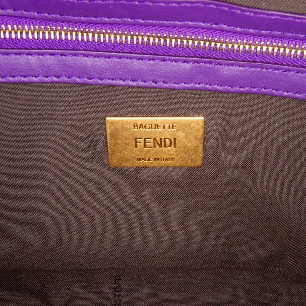 Fendi Large FF Embossed Velvet Baguette Satchel - Side view