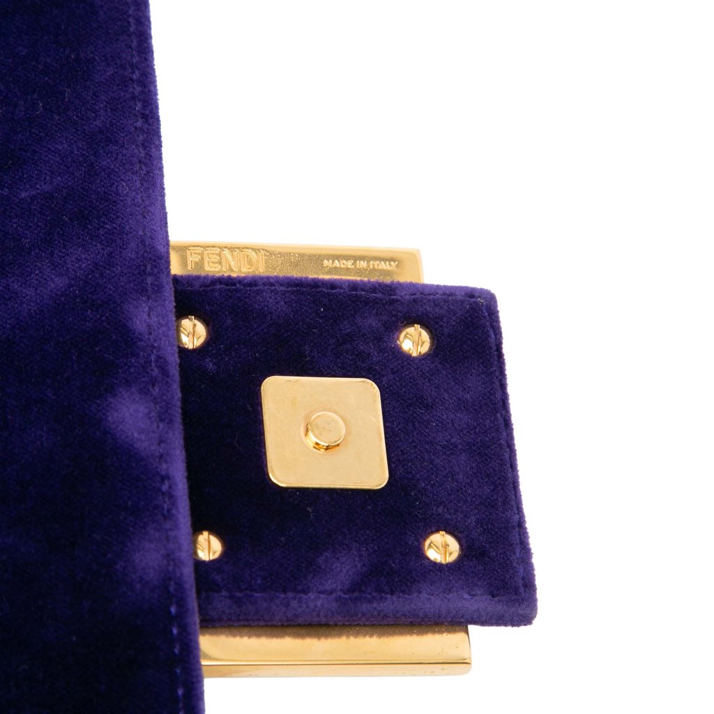 Fendi Large FF Embossed Velvet Baguette Satchel - Image 11