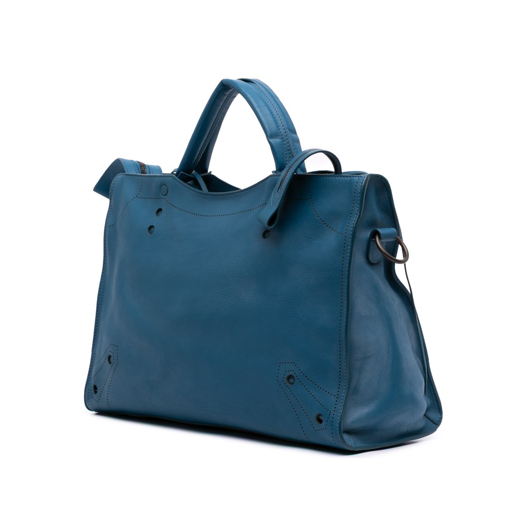 Balenciaga Leather Motocross Blackout City Satchel - Back view