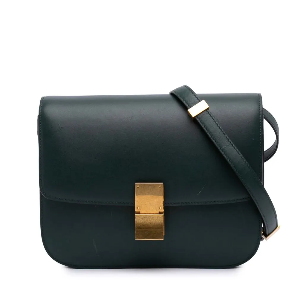 Celine Medium Calfskin Classic Box Green Leather Good - Front View
