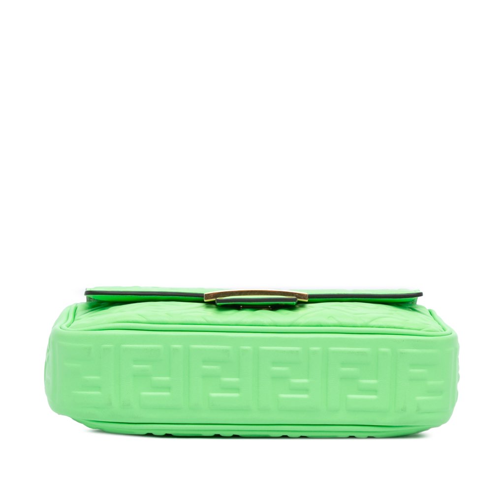 Fendi Zucca Embossed Leather Chain Midi Baguette - 3