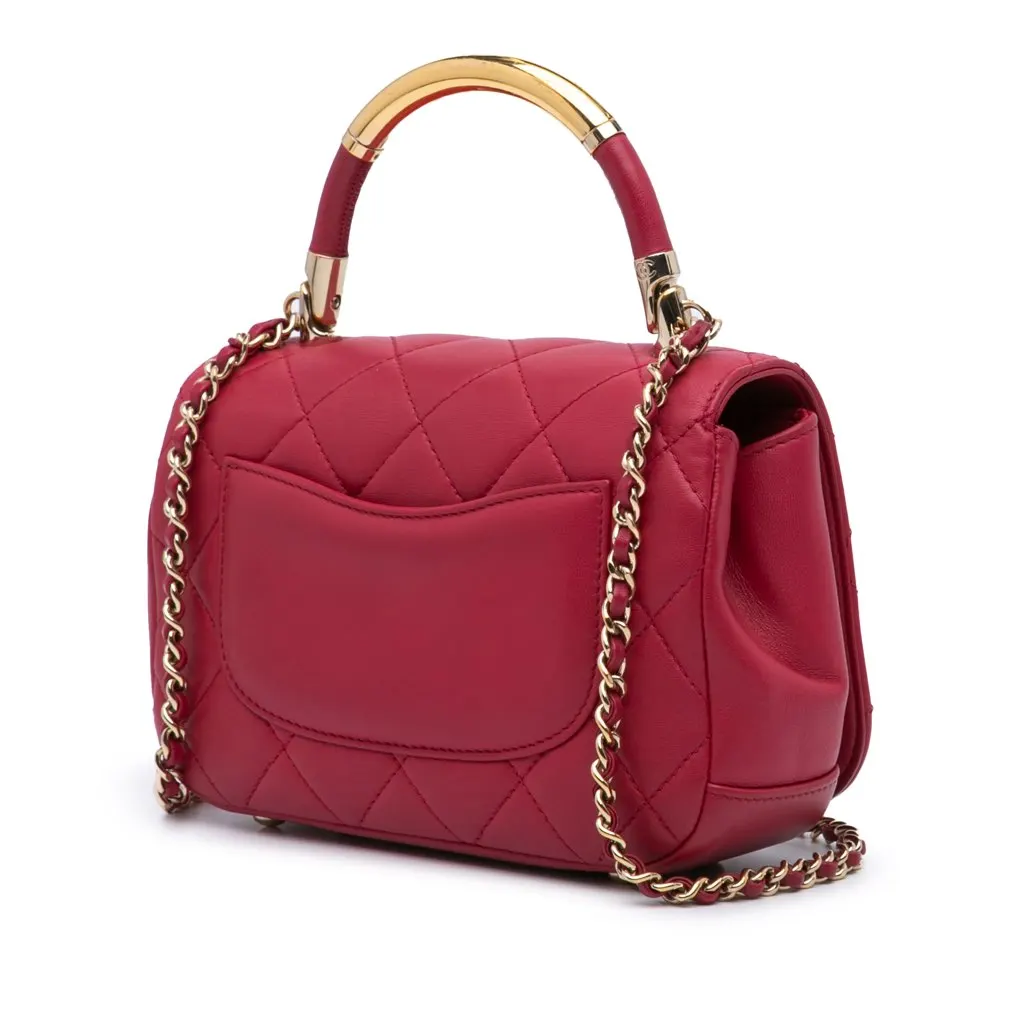 Chanel Mini Quilted Lambskin Carry Chic Flap Pink Leather Good - Back View