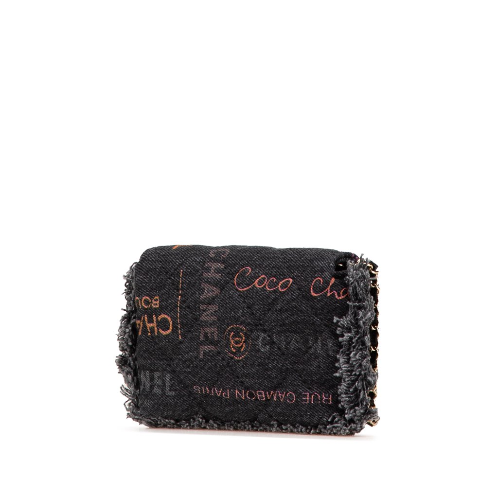Chanel Fringe Denim Mood Clutch with Chain - 2