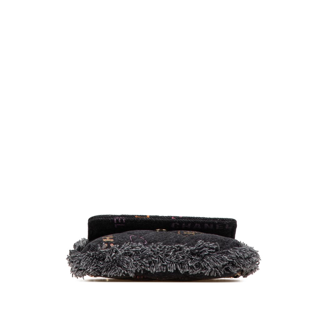 Chanel Fringe Denim Mood Clutch with Chain - 3