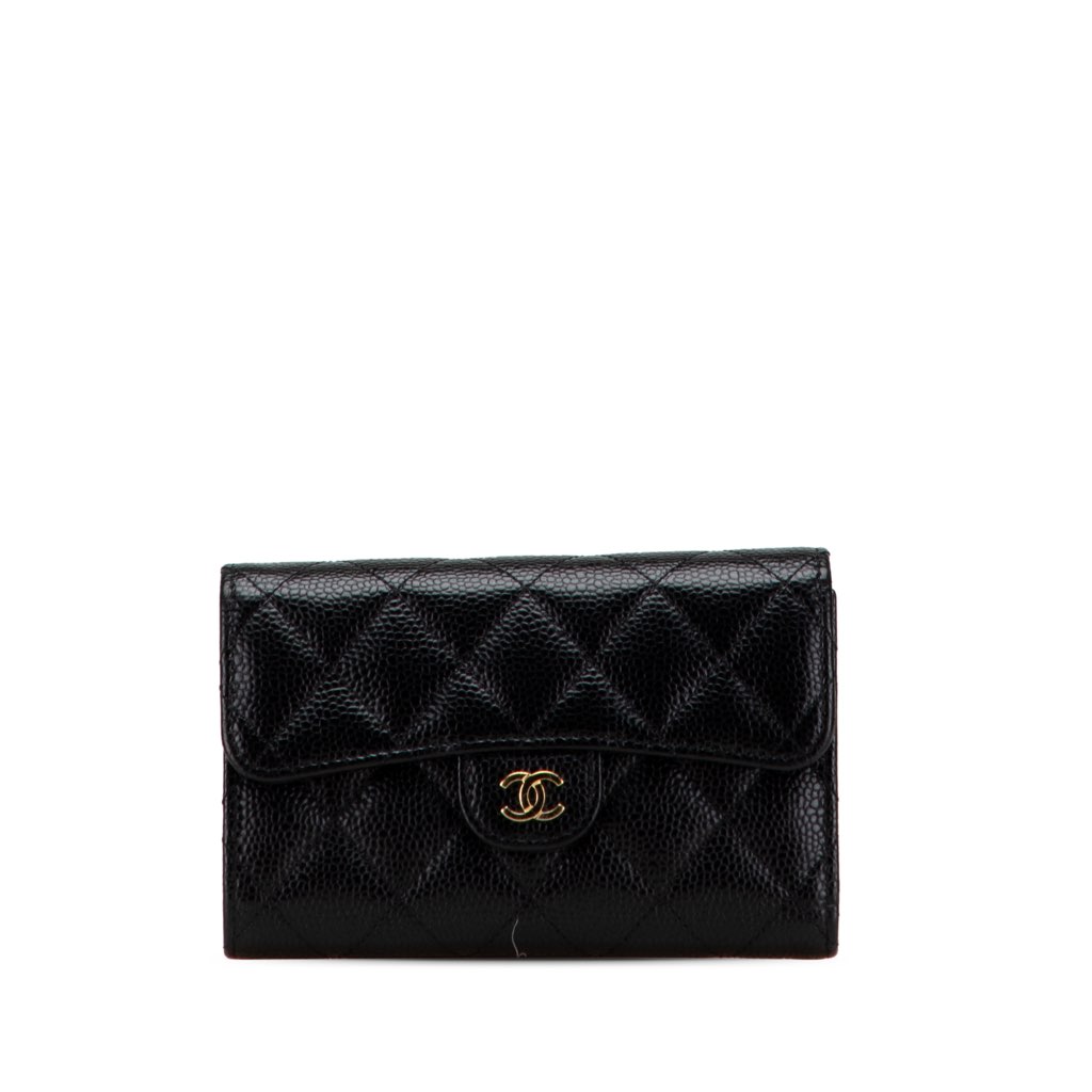 Chanel CC Quilted Caviar Trifold Flap Wallet