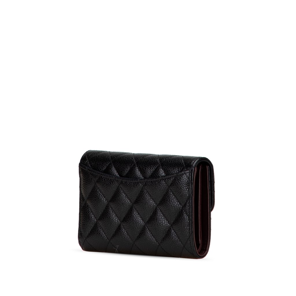 Chanel CC Quilted Caviar Trifold Flap Wallet - Back view