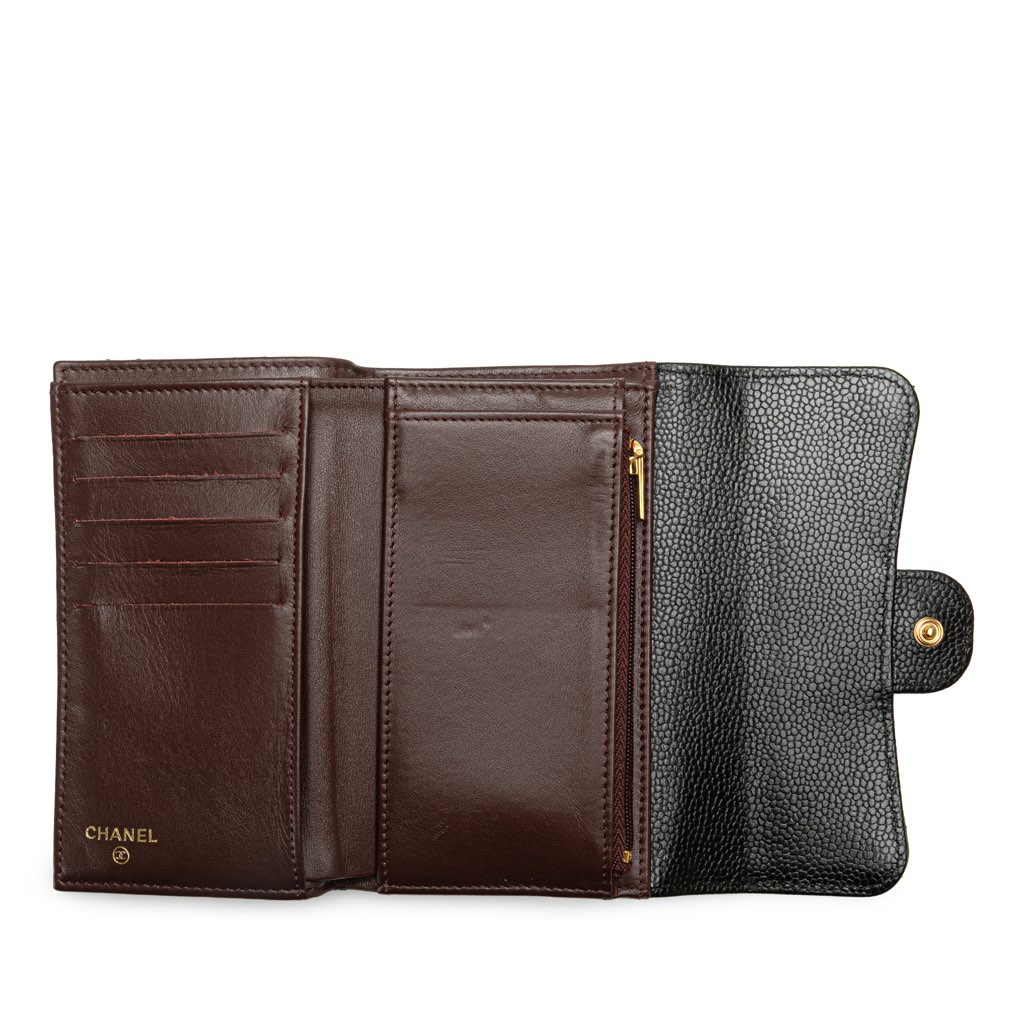 Chanel CC Quilted Caviar Trifold Flap Wallet - Image 15