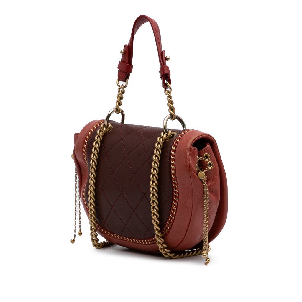 Chanel Small Quilted Lambskin Chain Detail Saddle Bag - 2