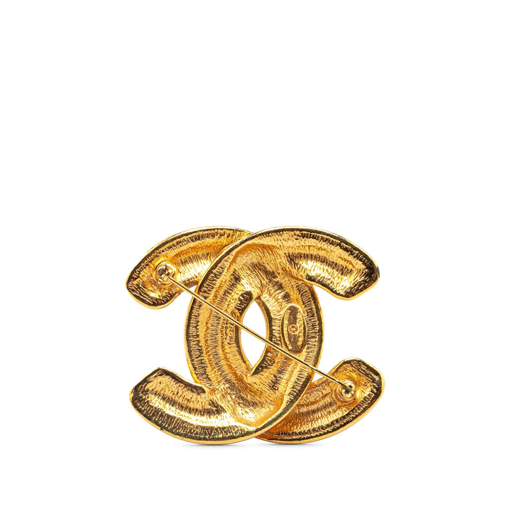 Chanel Gold Plated CC Quilted Brooch - 2