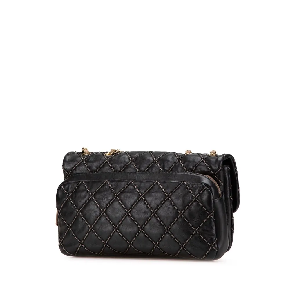 Chanel Paris Dallas Quilted Calfskin Chic Stitch Flap Black Leather Good - Back View