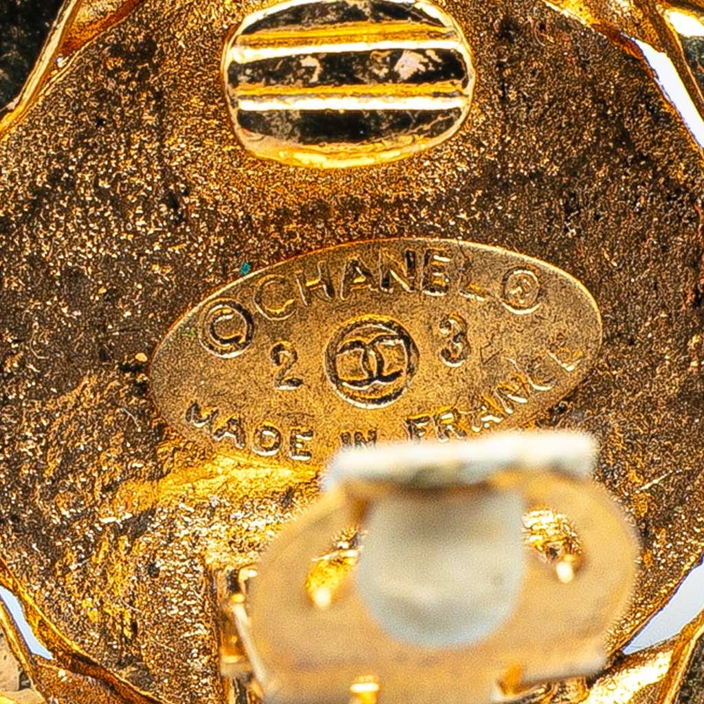 Chanel Gold Plated CC Rhinestones Clip on Earrings - 3