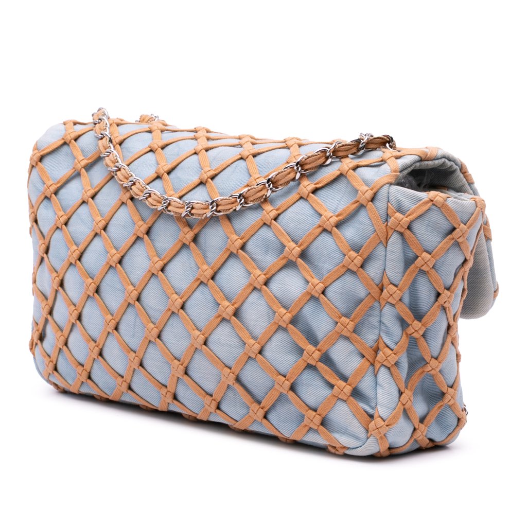 Chanel Jumbo Denim Canebiers Net Flap - 2
