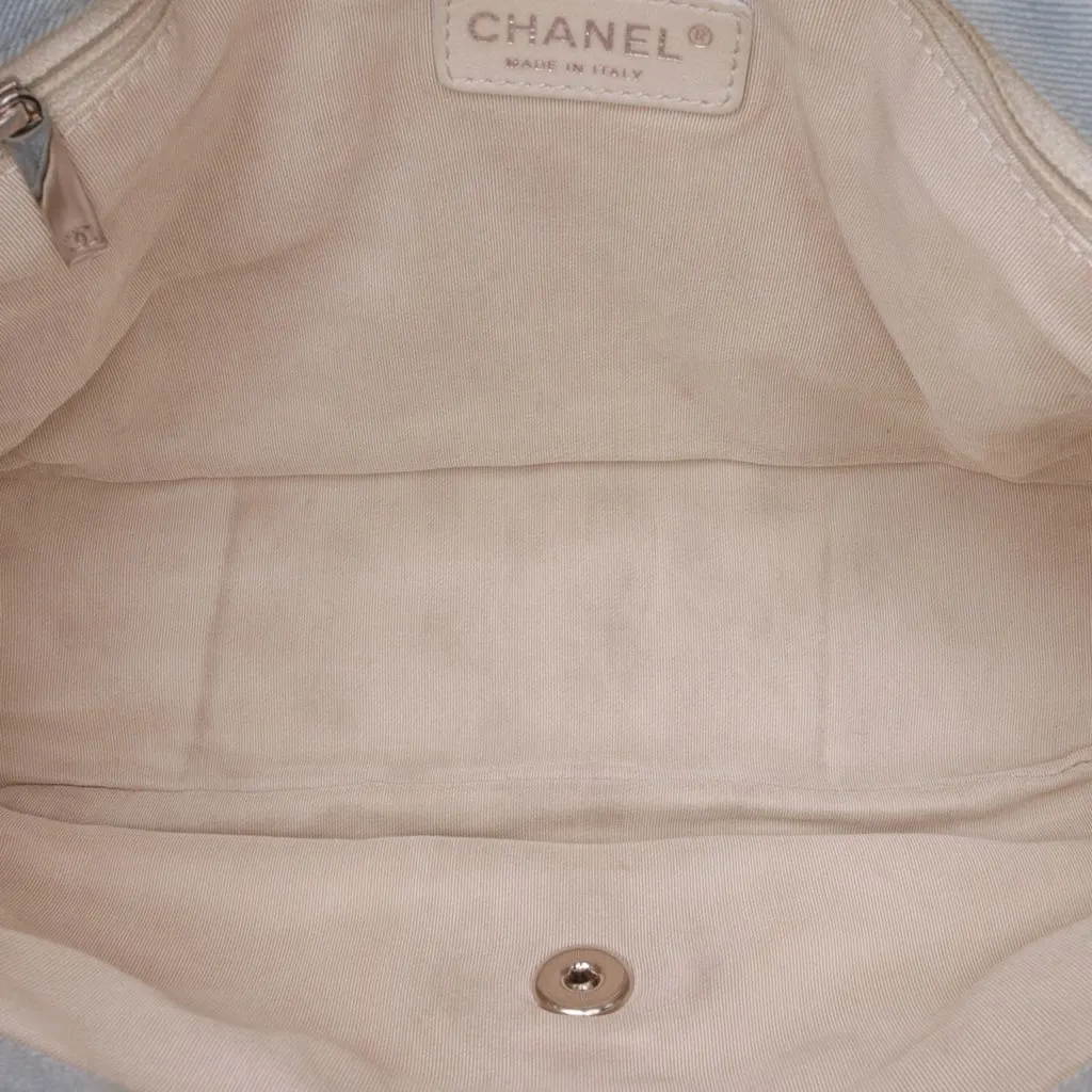 Chanel Jumbo Denim Canebiers Net Flap Blue Denim Good - Model View