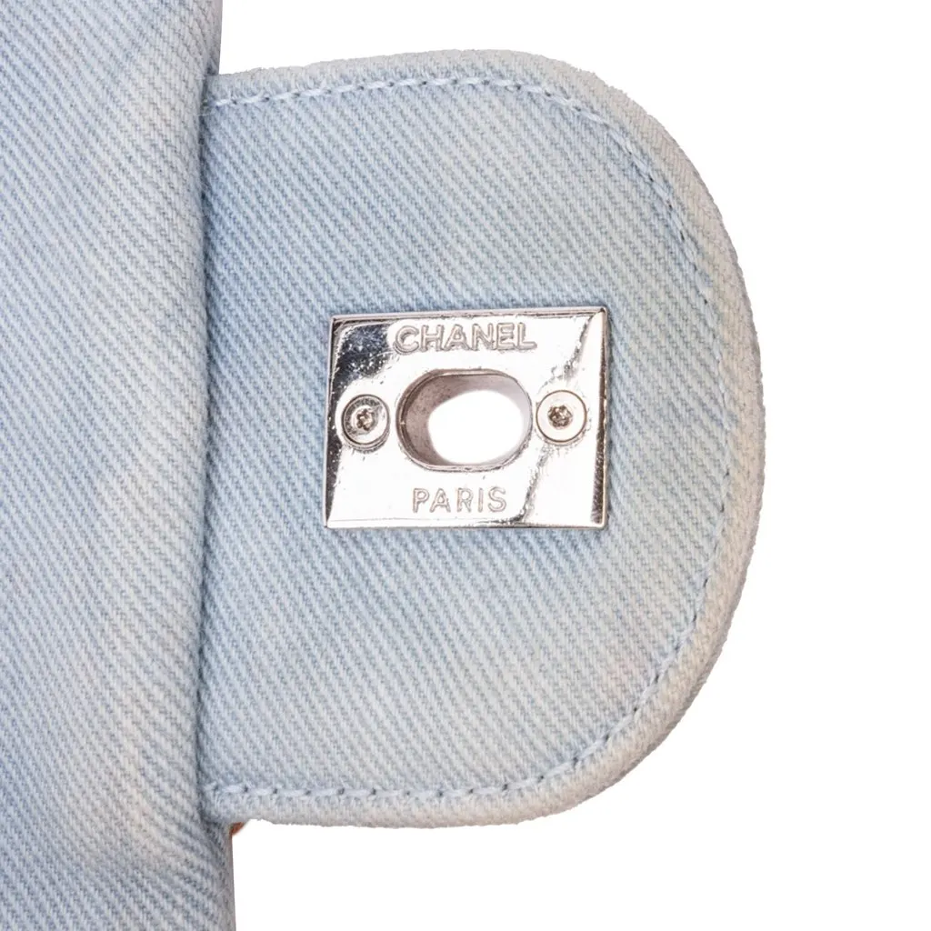 Chanel Jumbo Denim Canebiers Net Flap Blue Denim Good - Box View