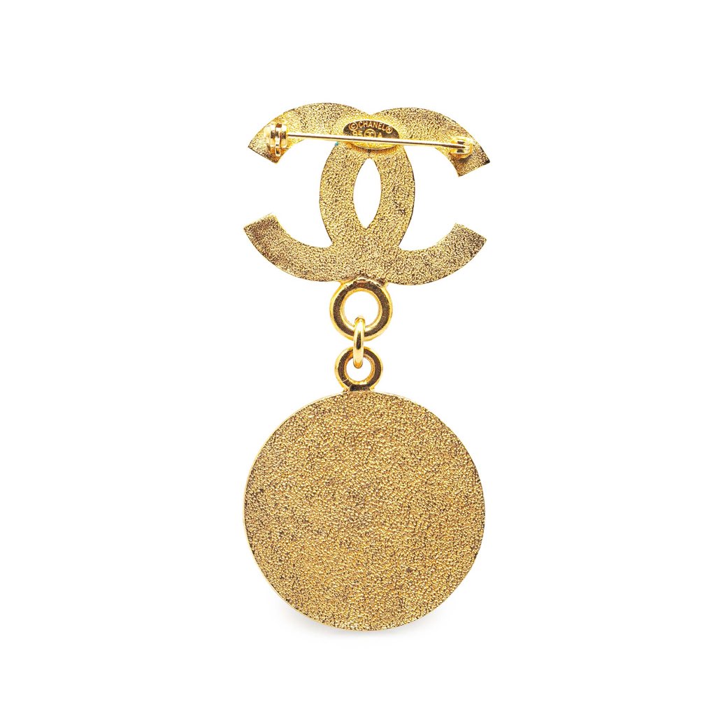 Chanel Gold Plated CC Medallion Brooch - 2