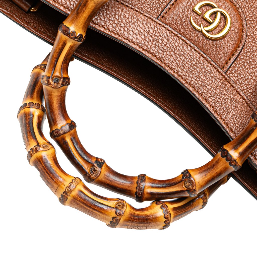 Gucci Small Leather Bamboo Diana Satchel - Image 13