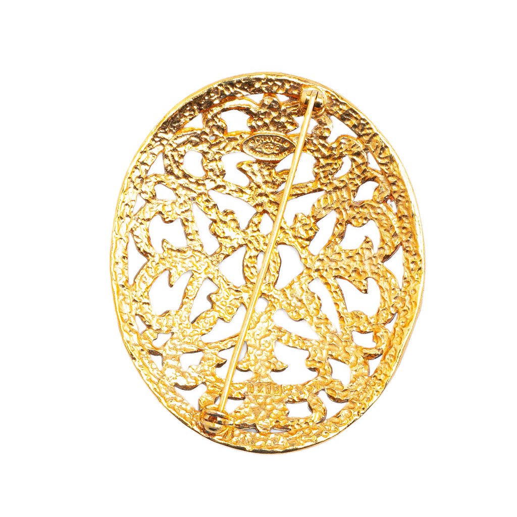 Chanel Gold Plated Round Brooch - Back view