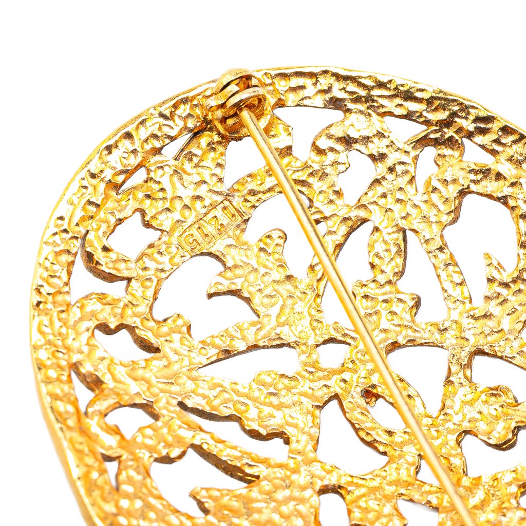Chanel Gold Plated Round Brooch - 4