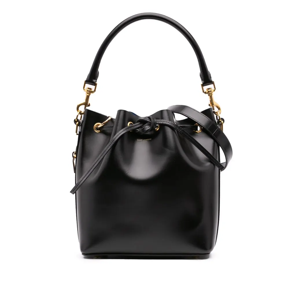 Saint Laurent Medium Leather Emmanuelle Bucket Bag Black Leather Good - Front View
