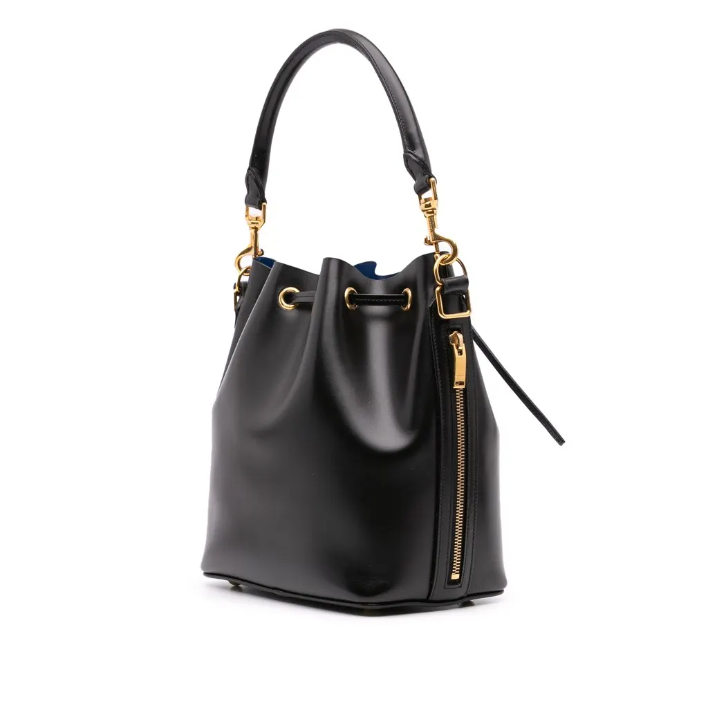 Saint Laurent Medium Leather Emmanuelle Bucket Bag Black Leather Good - Back View