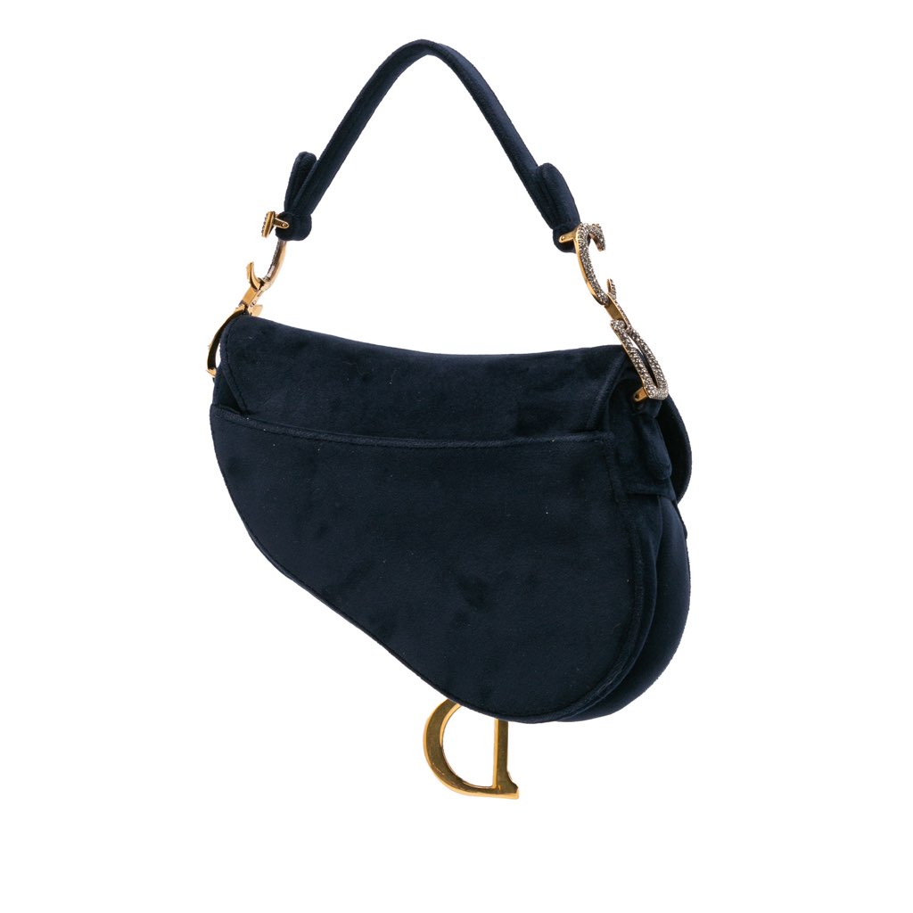 Dior Mini Velvet Crystal Embellished Saddle Bag - 2