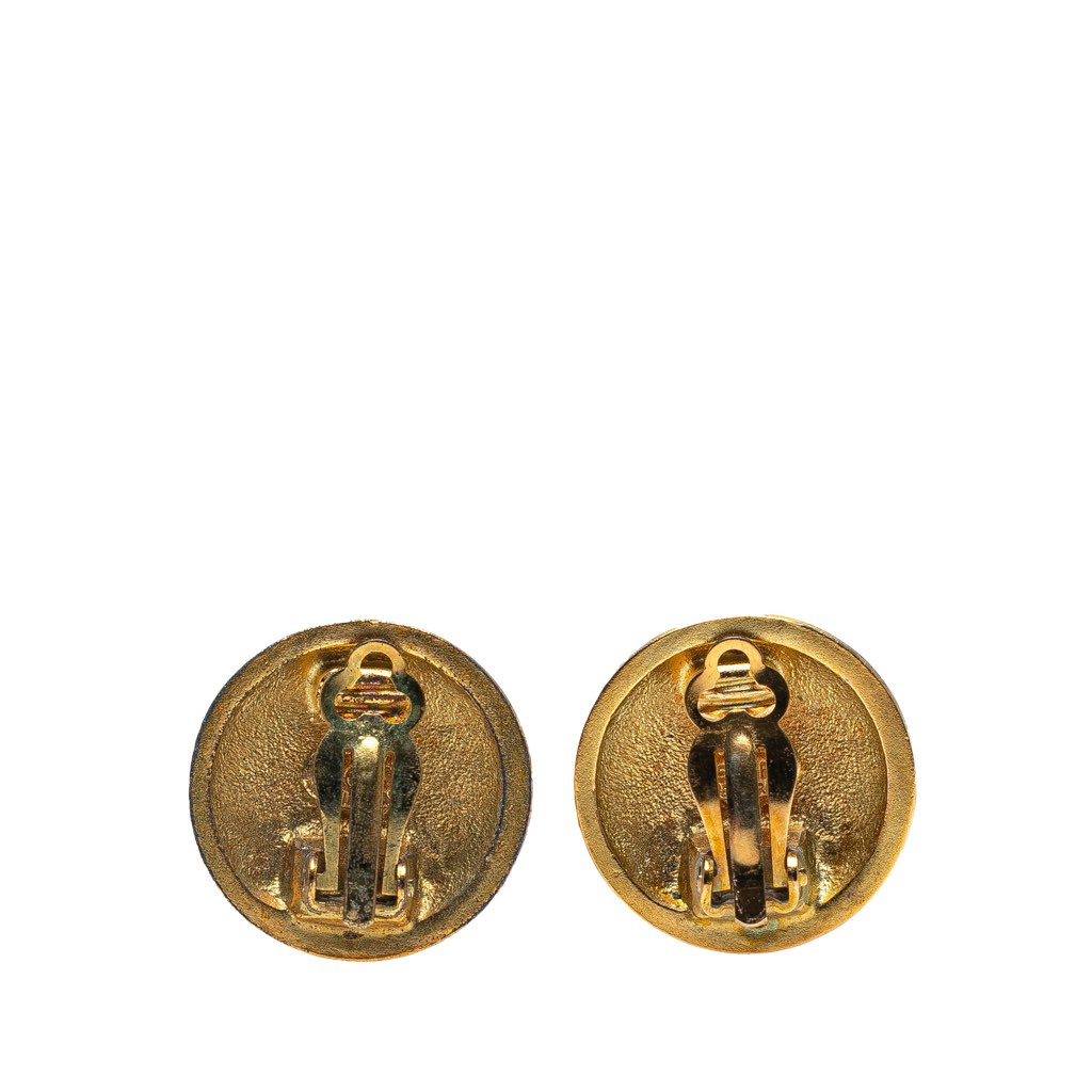 Chanel CC Gold Plated Quilted Button Clip on Earrings - 3