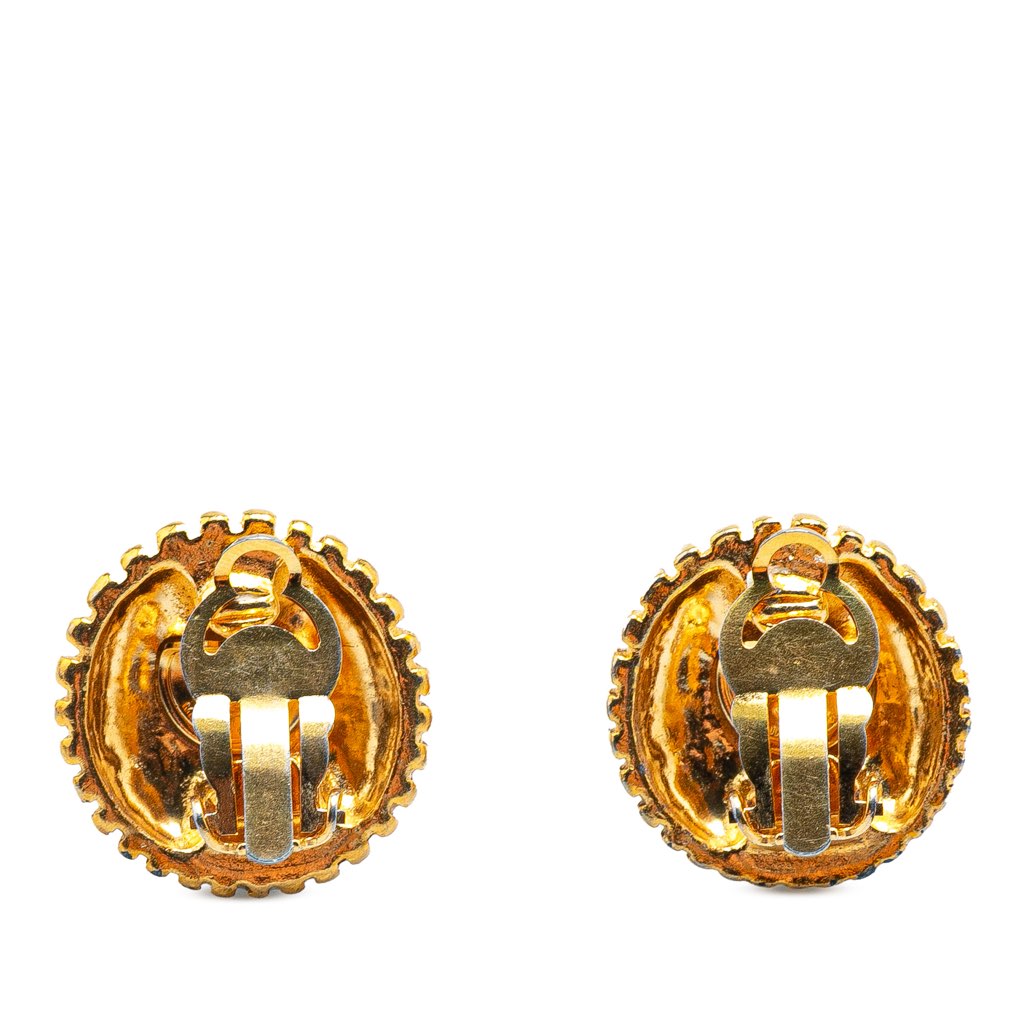 Chanel Gold Plated CC Round Clip On Earrings - Back view