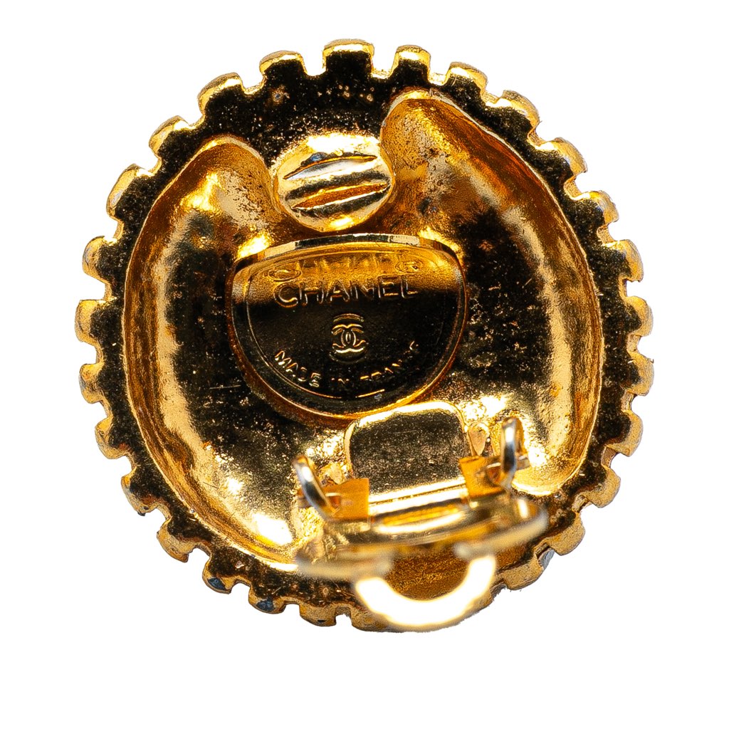 Chanel Gold Plated CC Round Clip On Earrings - Image 6