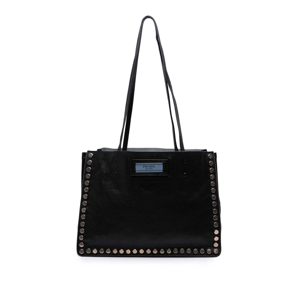 Prada Glace Calf Studded Etiquette Tote