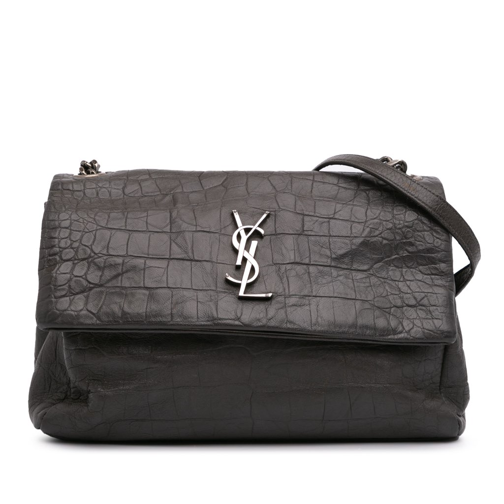 Saint Laurent Medium Croc Embossed Calfskin Monogram West Hollywood Crossbody