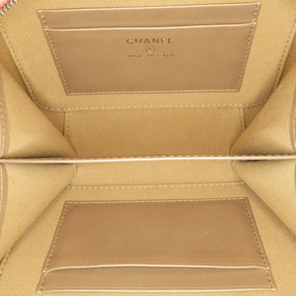 Chanel CC Quilted Lambskin Pearl Crush Camera Bag Orange Leather Good - Box View