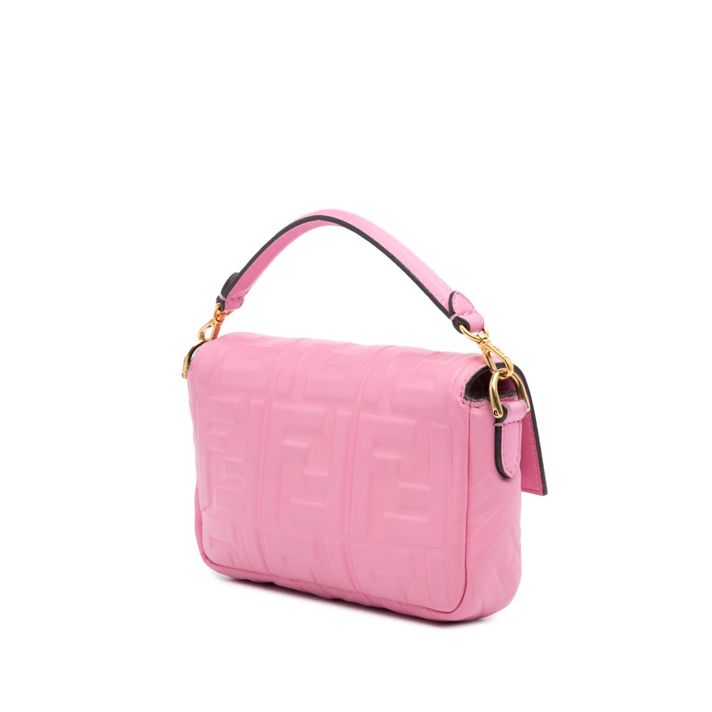 Fendi Mini Zucca Embossed Leather Baguette Satchel - 2
