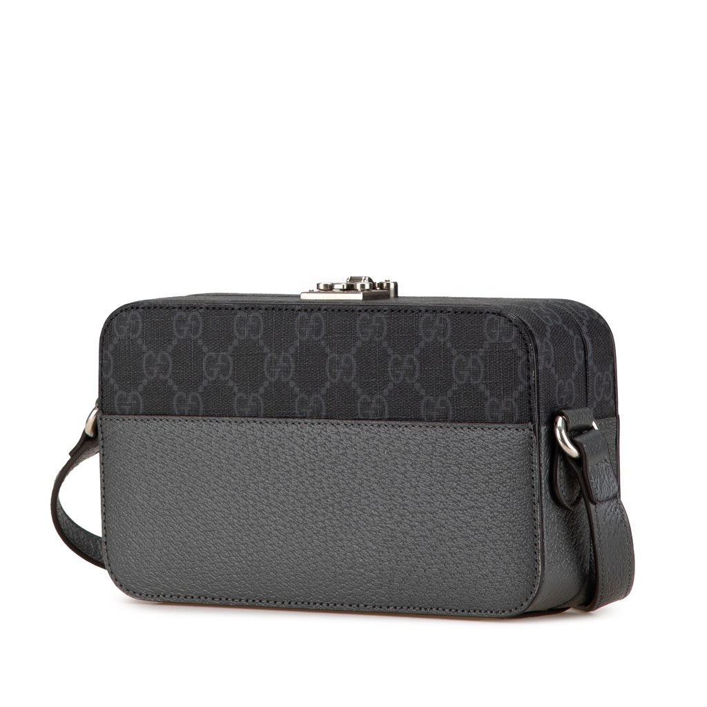 Gucci GG Supreme and Leather Cut Out Interlocking G Crossbody - 2