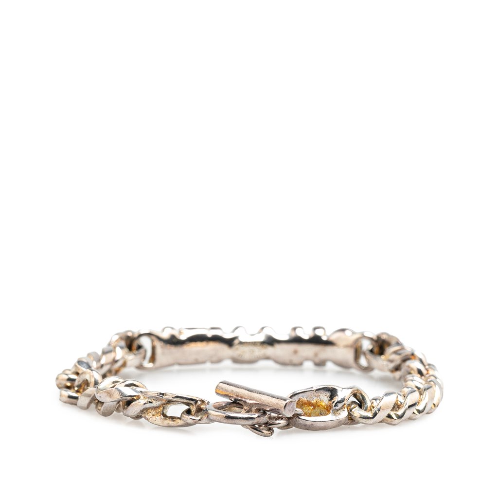 Chanel Silver Plated Enamel Logo Bracelet - 3