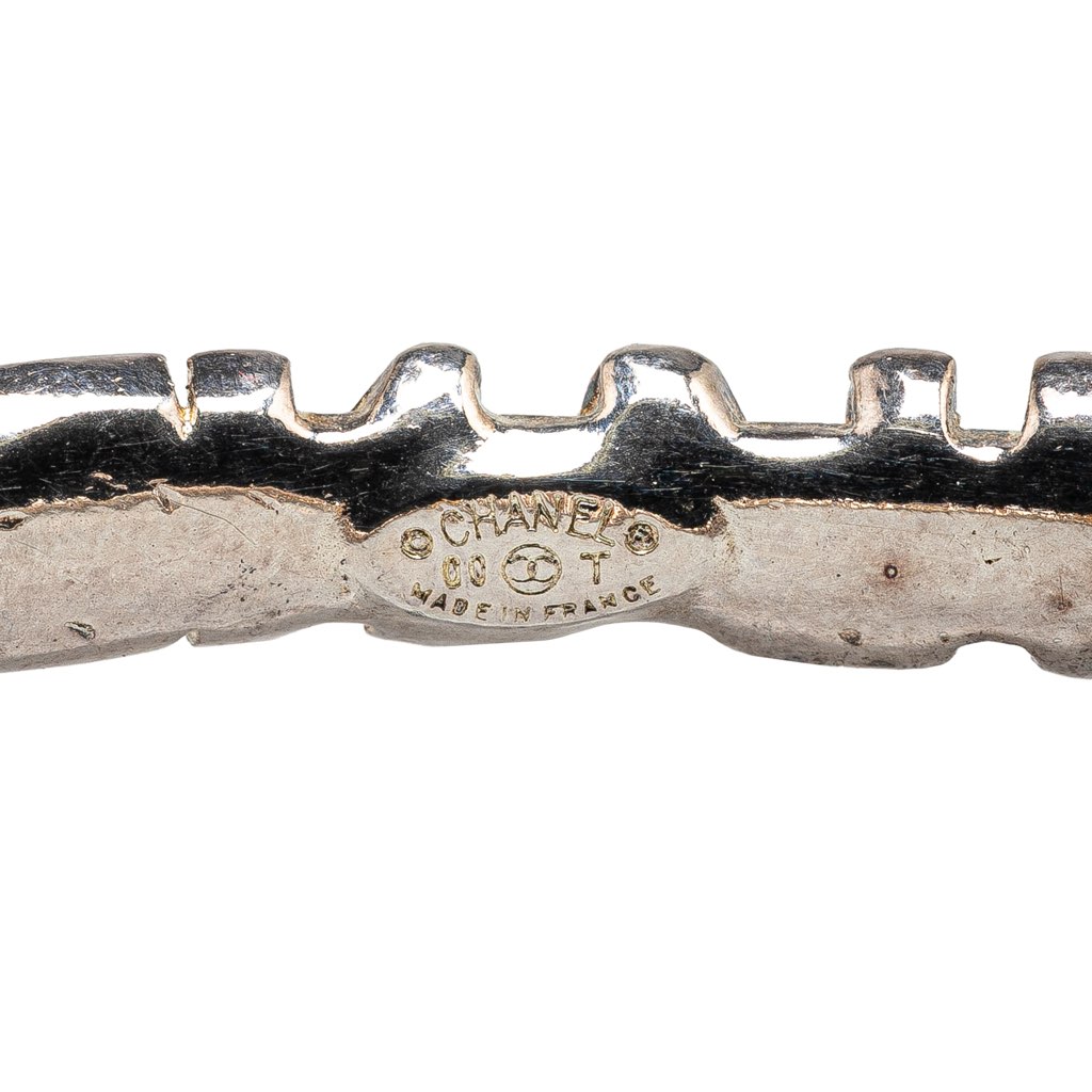 Chanel Silver Plated Enamel Logo Bracelet - 4