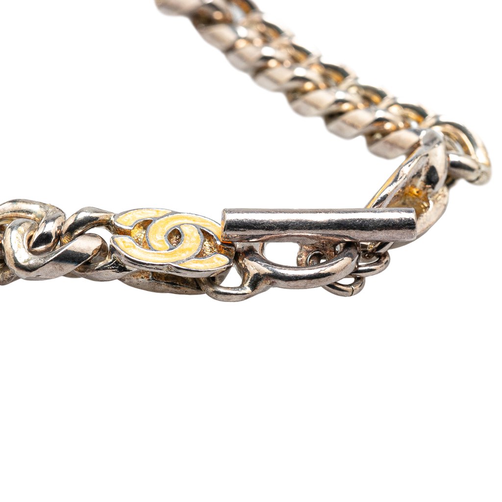 Chanel Silver Plated Enamel Logo Bracelet - 5