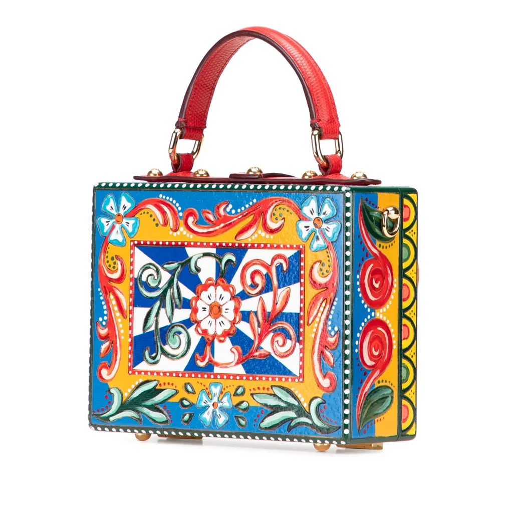 Dolce & Gabbana Resin and Wood Carretto Box Bag Red Good - Back View