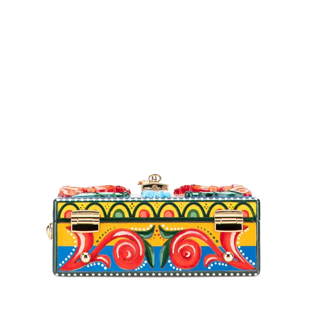 Dolce & Gabbana Resin and Wood Carretto Box Bag Red Good - Inside View