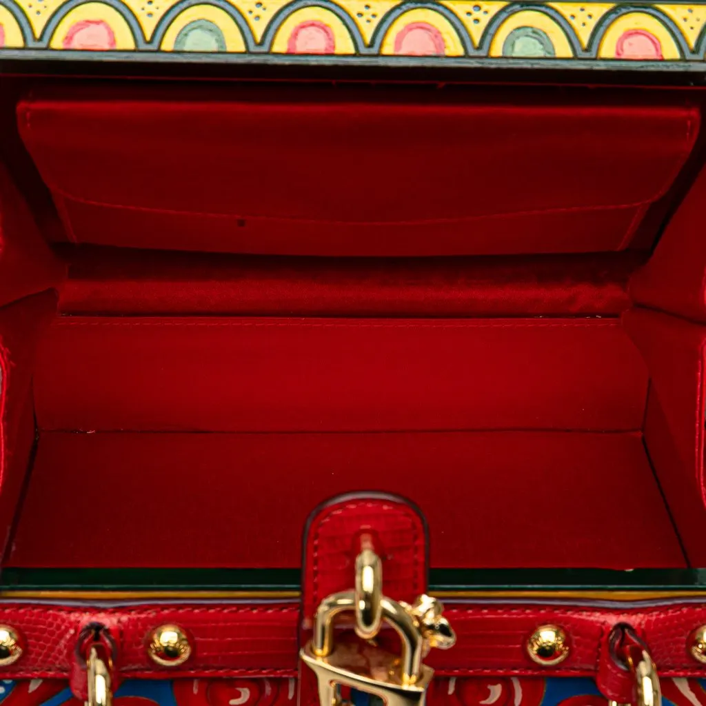 Dolce & Gabbana Resin and Wood Carretto Box Bag Red Good - Model View