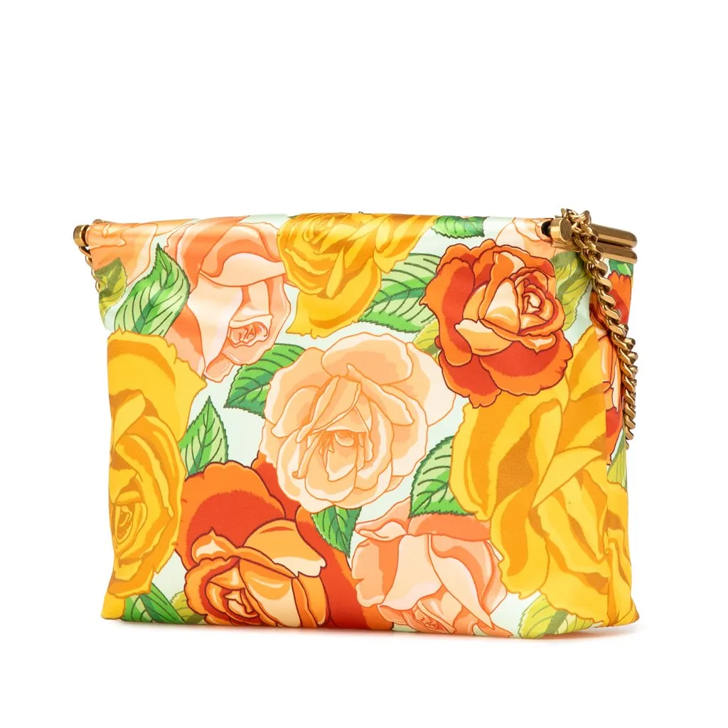 Saint Laurent Medium Silk Floral Print Sac Charniere Bag Yellow Silk Good - Back View